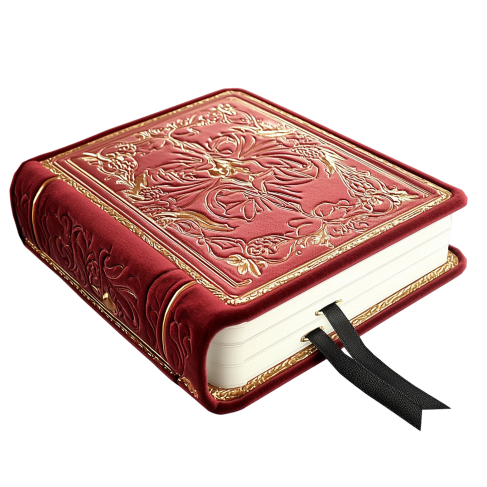 Red Leather Book Gold Clasp Elegant Design Vintage Charm Luxurious Library Essential png
