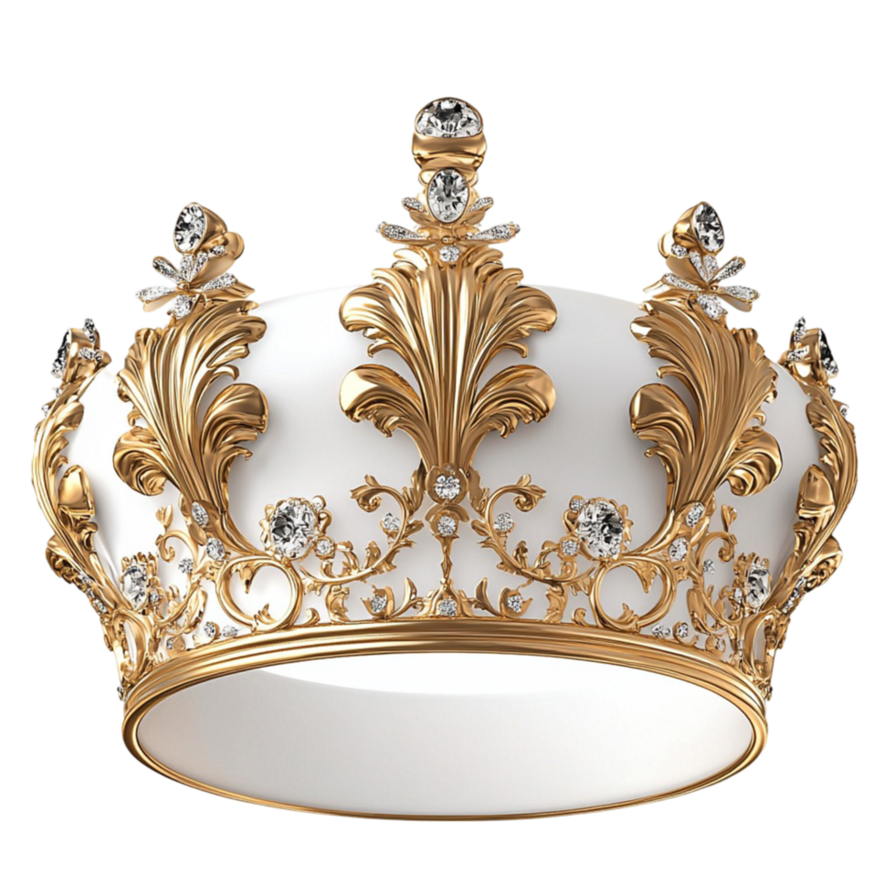 Golden Crown White Pearls Sparkling Gems Regal Design Princess Royalty Symbol Elegant Timeless Beauty Majestic Headpiece png