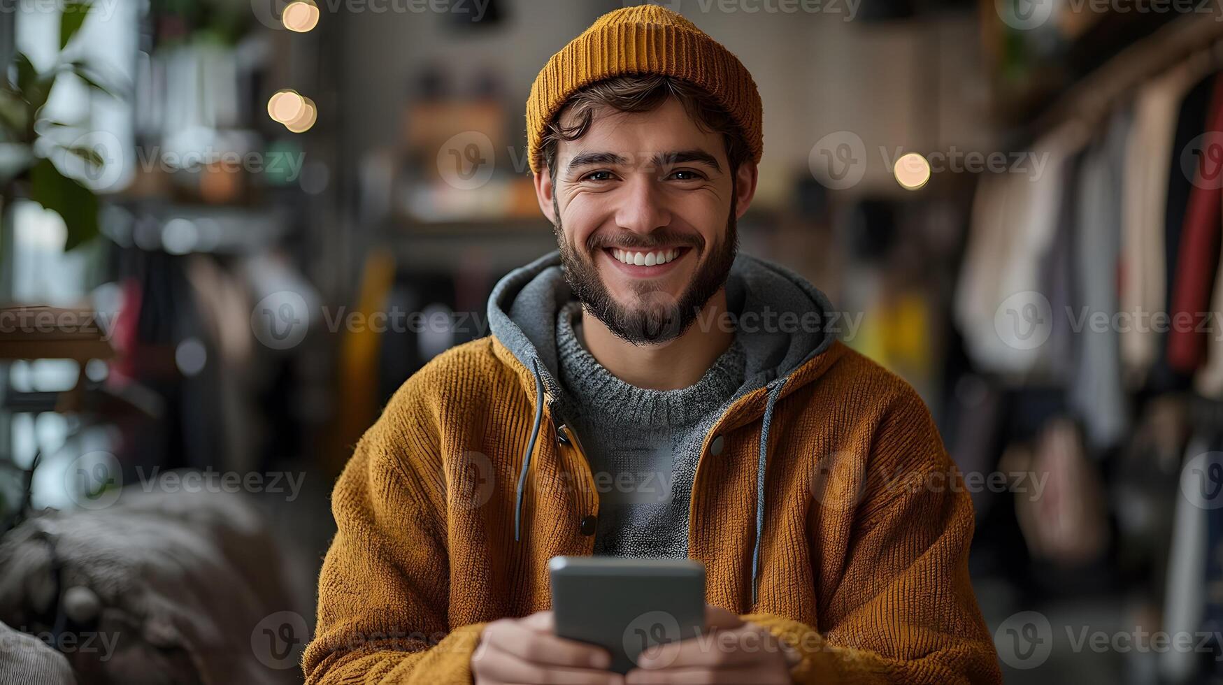 Young startup founder creating an online store, designing e-commerce marketing strategy, modern workspace photo