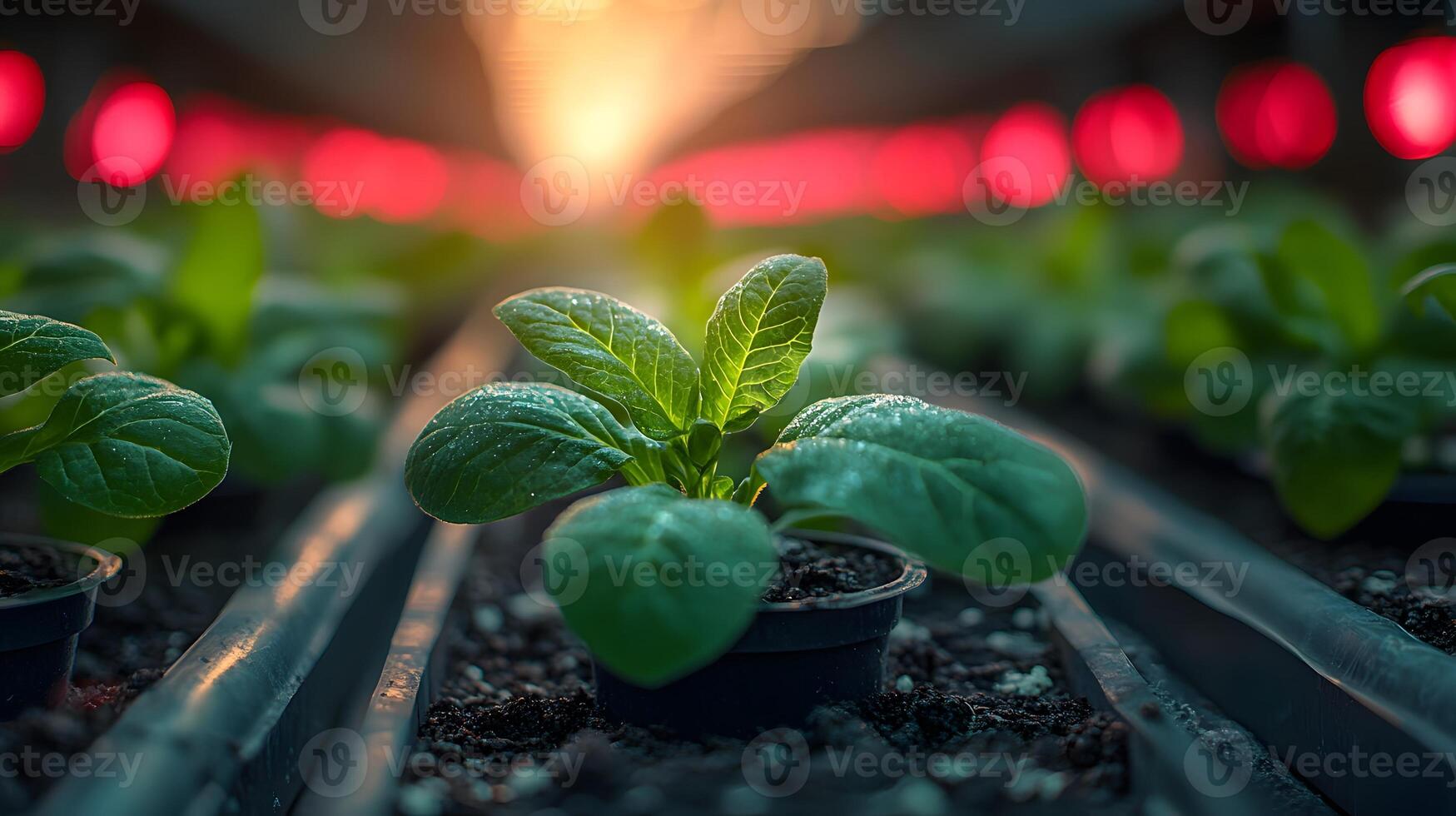 futuristic farm using biotechnology to enhance plant genetics photo