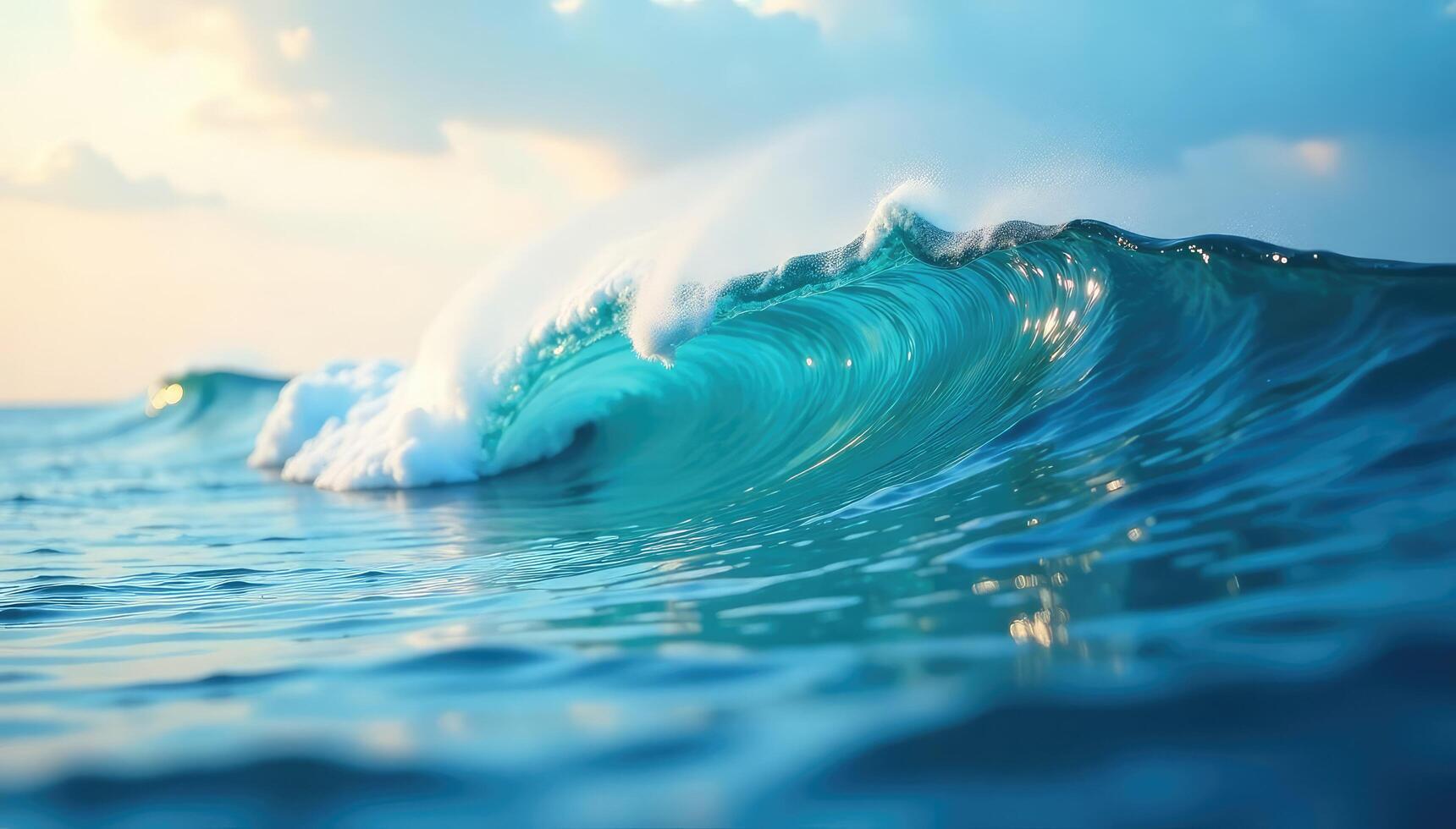 A large wave is breaking on the ocean photo