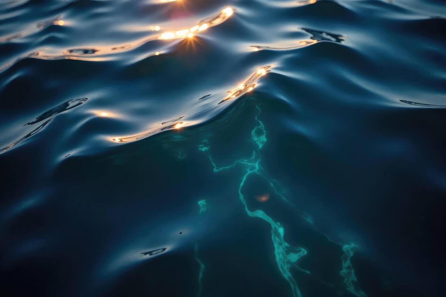 The sun is shining on the water surface photo