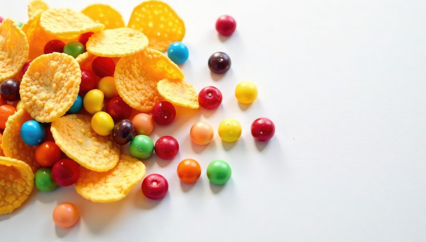 A pile of colorful candy corn and other candies photo