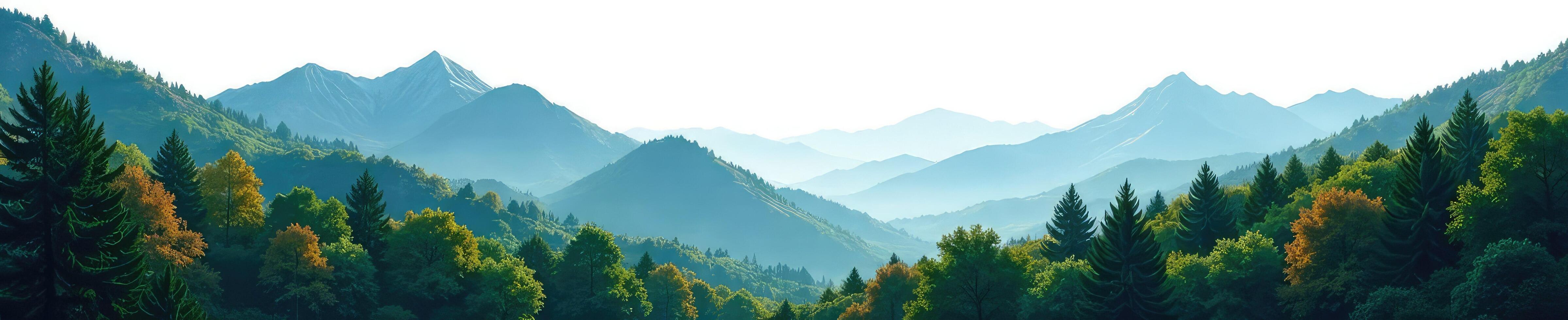 A mountain range with trees and mountains in the background photo