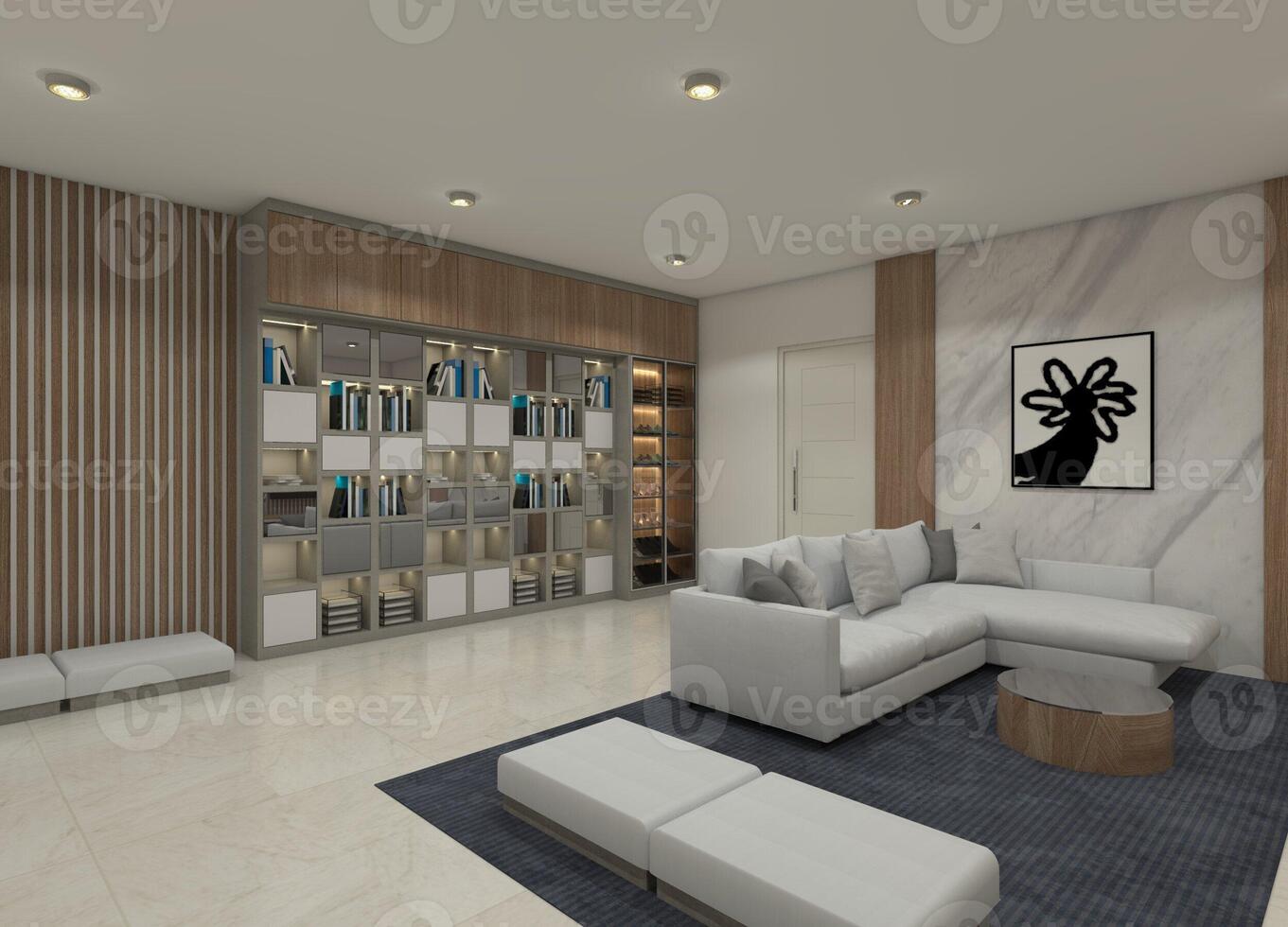 3D rendering of a modern, semi-open accessory display cabinet for living room or lobby interior design photo