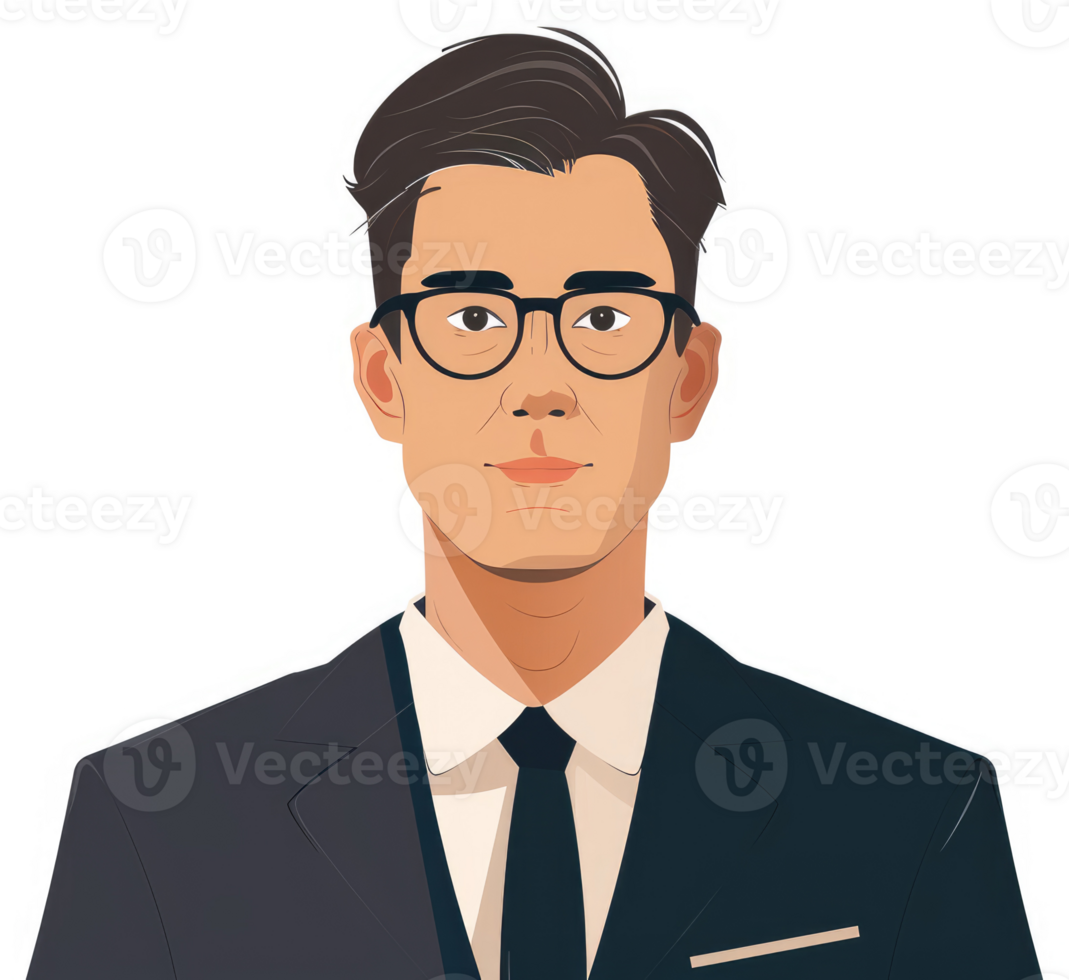 A man in a business suit and glasses, a stylized portrait. png