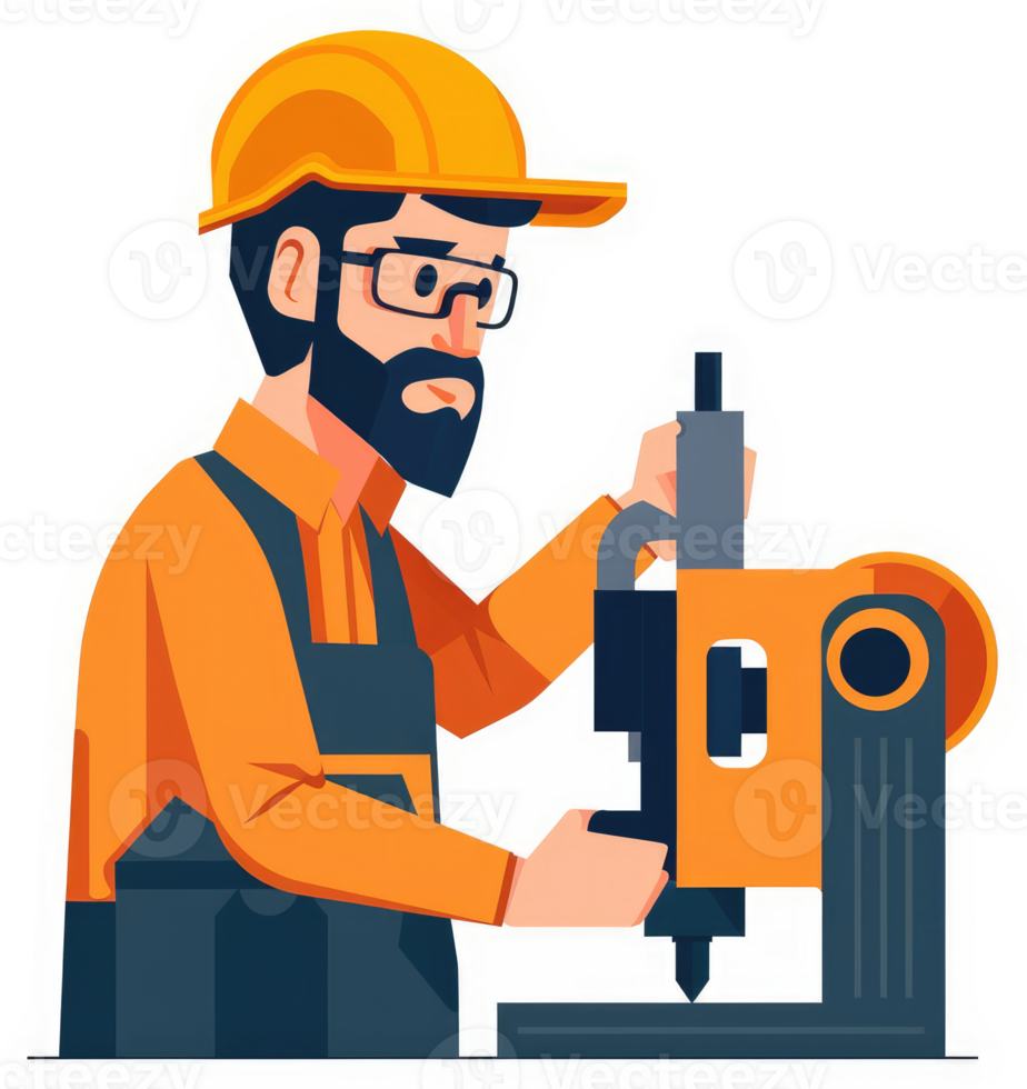 A focused technician operates a complex industrial machine. png