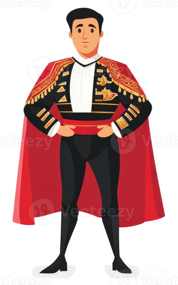A proud matador in traditional spanish bullfighting attire. png