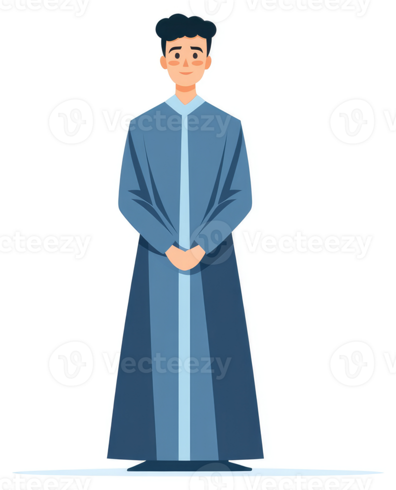 A polite young man in a traditional blue robe. png