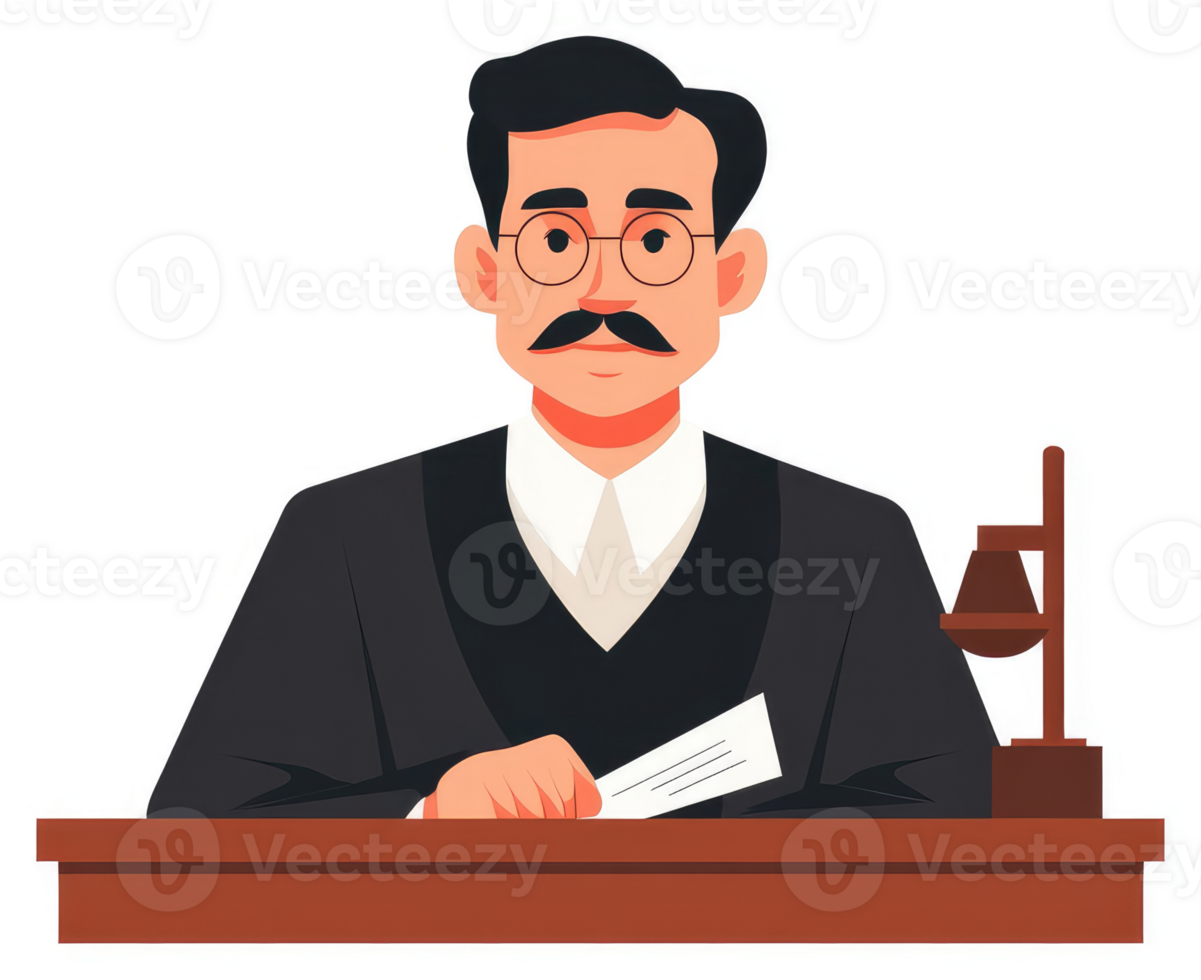A judge presiding over a legal proceeding in a courtroom setting. png
