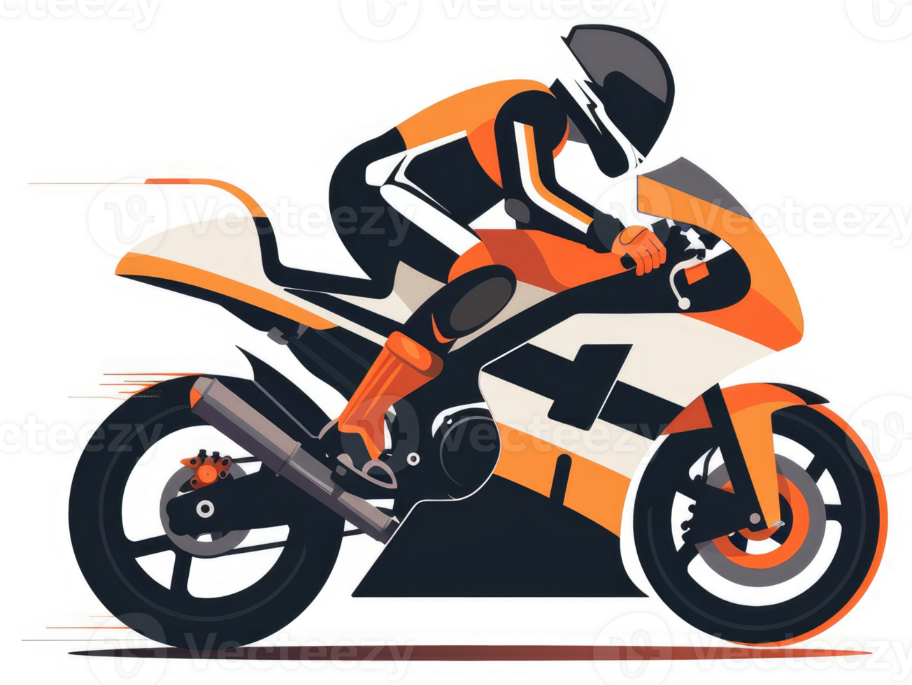 A vibrant illustration of a speed racer on a motorcycle. png