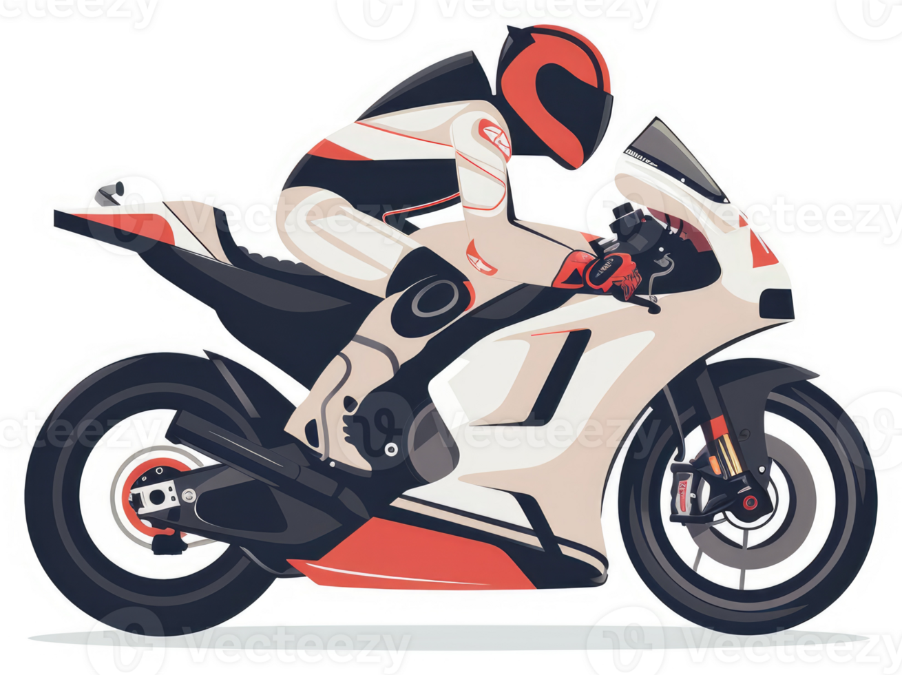 A motorcyclist in motion on a racing motorcycle. png