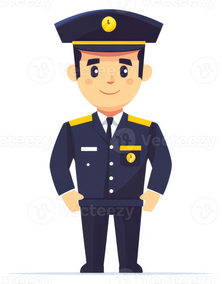 A cartoon illustration of a uniformed security guard. png