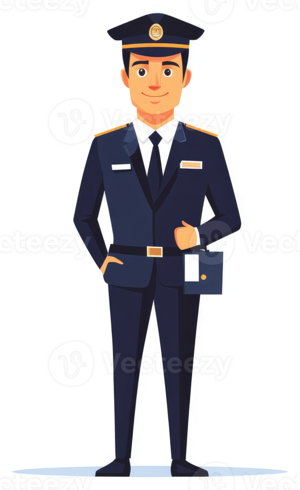 A professional man in uniform with a briefcase. png
