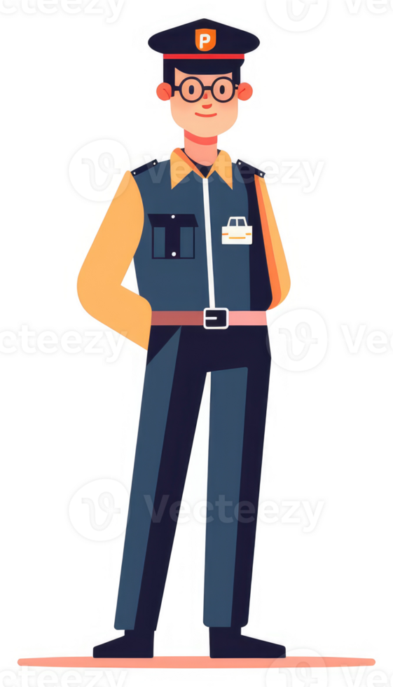 A friendly security guard in a professional uniform. png