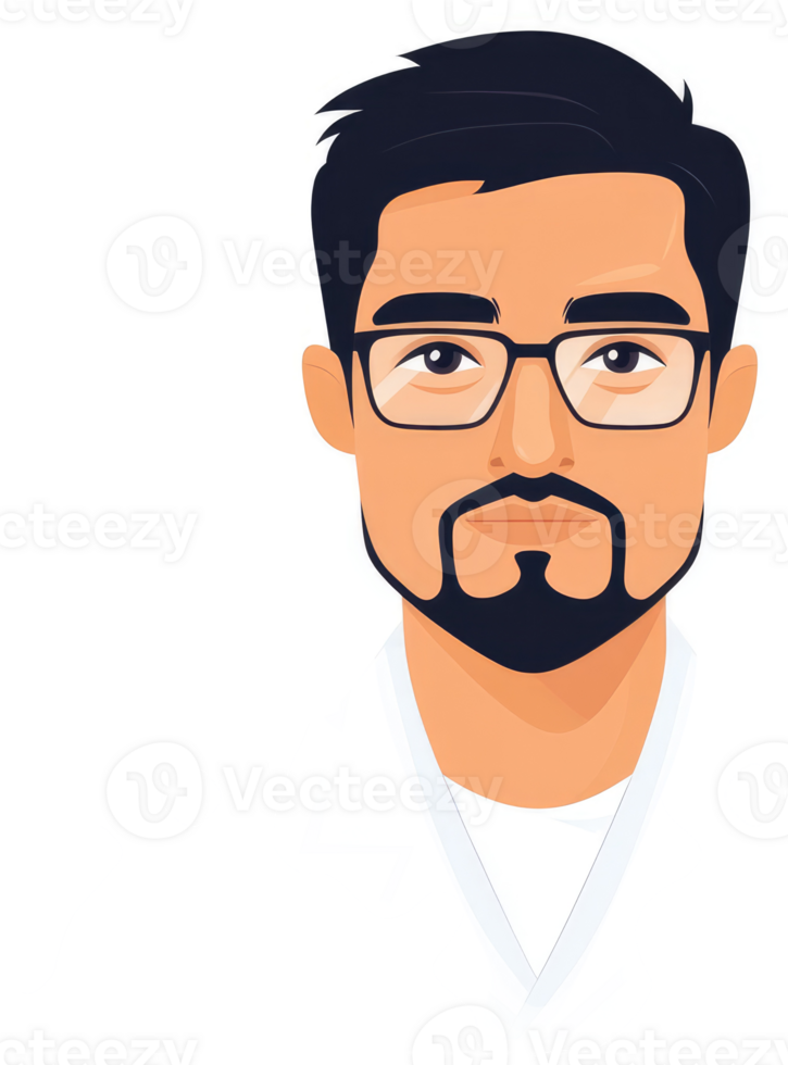Illustration of a man with glasses and a beard. png