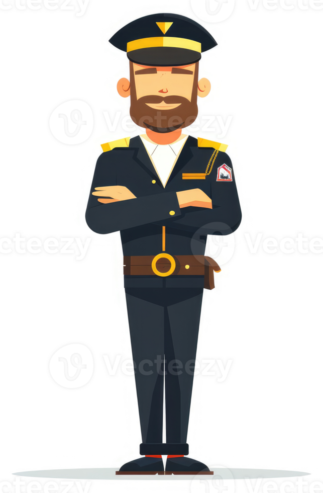 A confident security guard in formal uniform. png