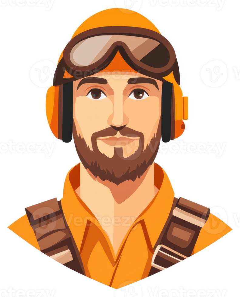 A cartoon illustration of a male character in an orange uniform. png