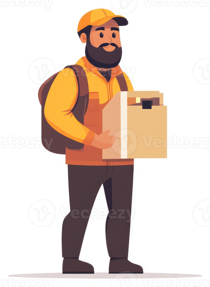 A delivery person carrying a cardboard box. png