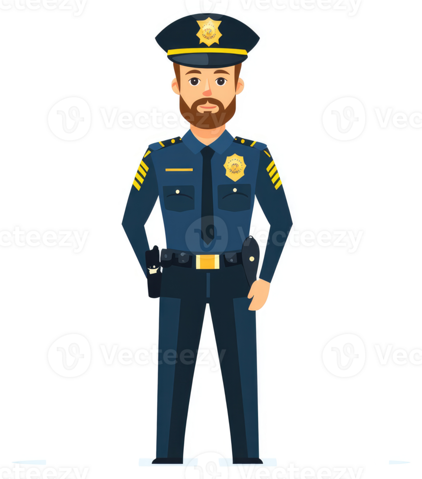 A cartoon illustration of a police officer in uniform. png