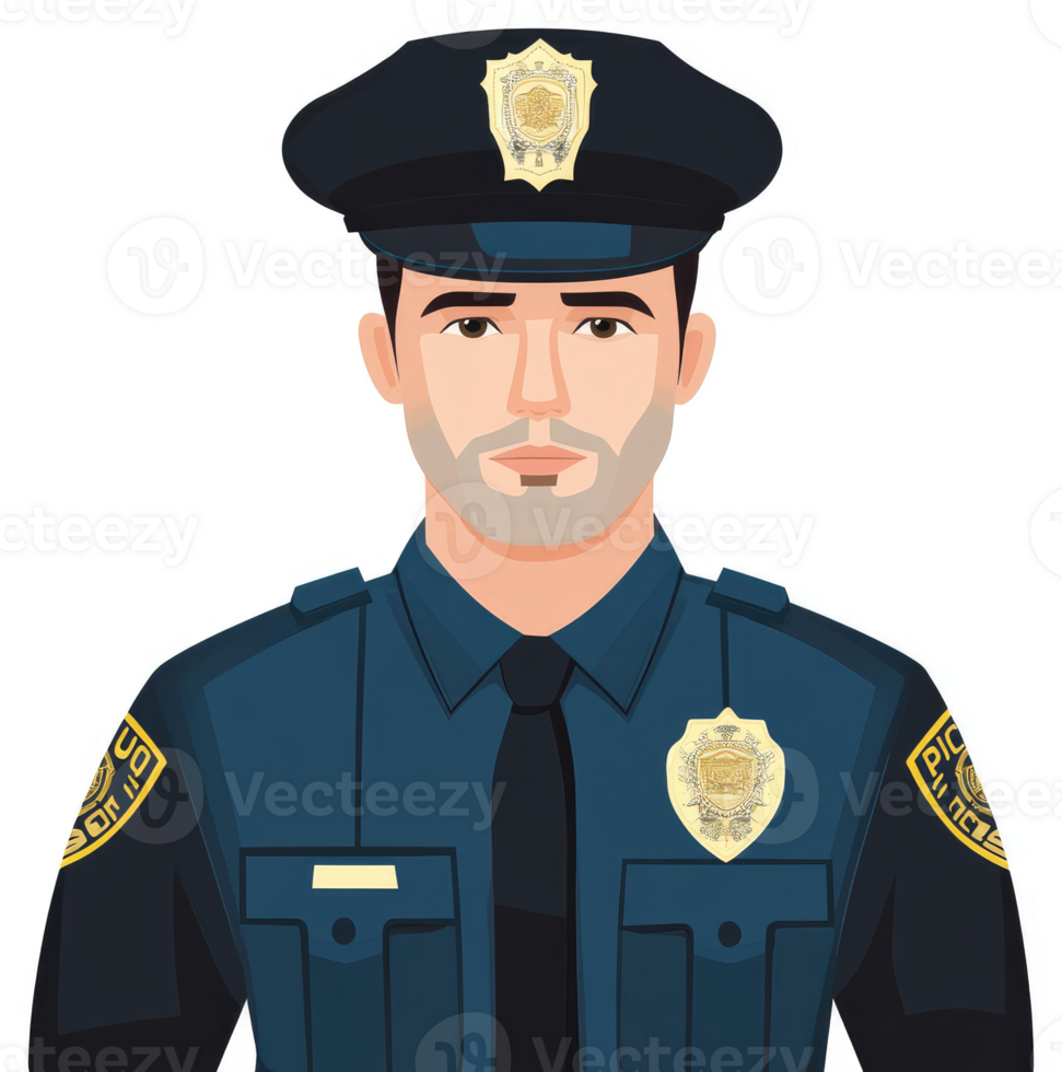 A uniformed police officer in a formal portrait. png