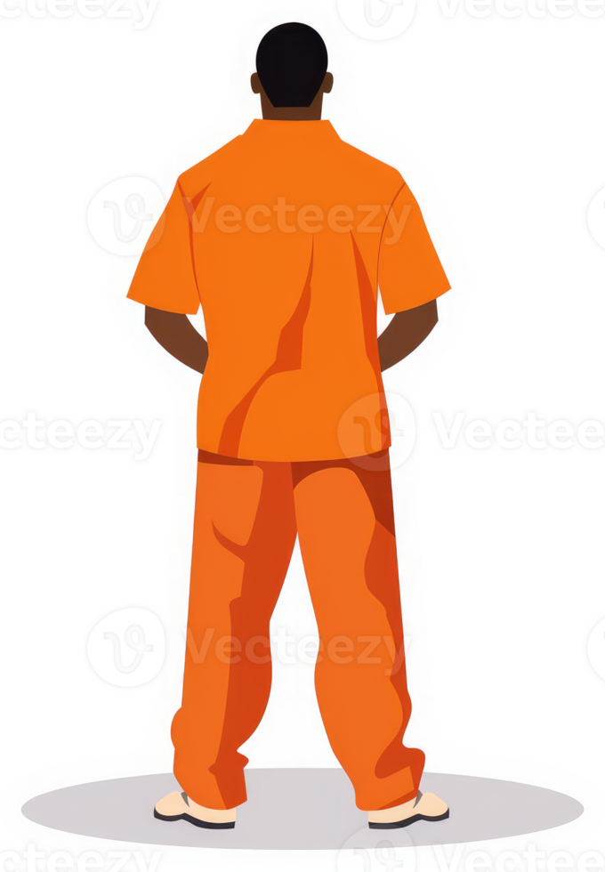 A person in an orange prison uniform, seen from behind. png