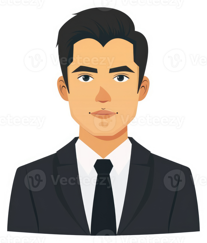A cartoon illustration of a young man in a business suit. png