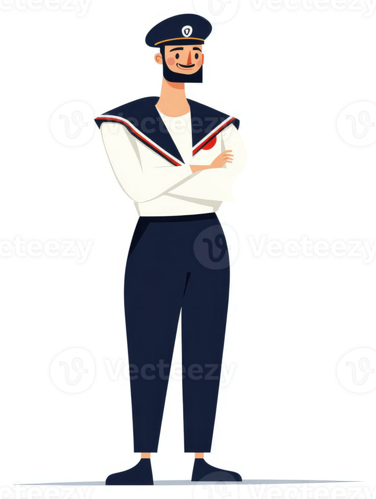 A smiling, bearded man in a sailor's uniform. png
