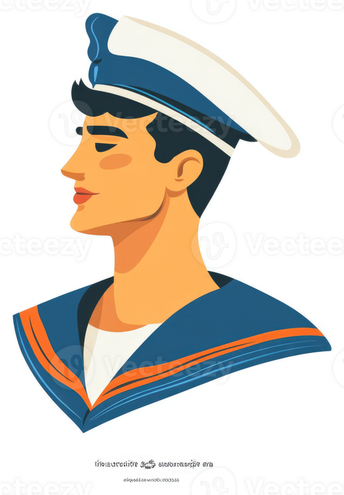 A stylized illustration of a sailor in profile view. png