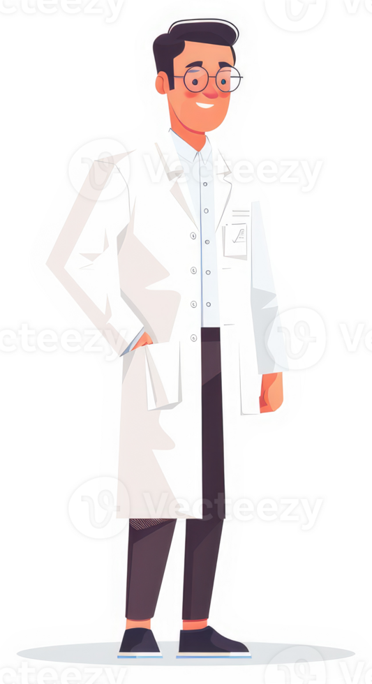A friendly doctor in a white lab coat. png
