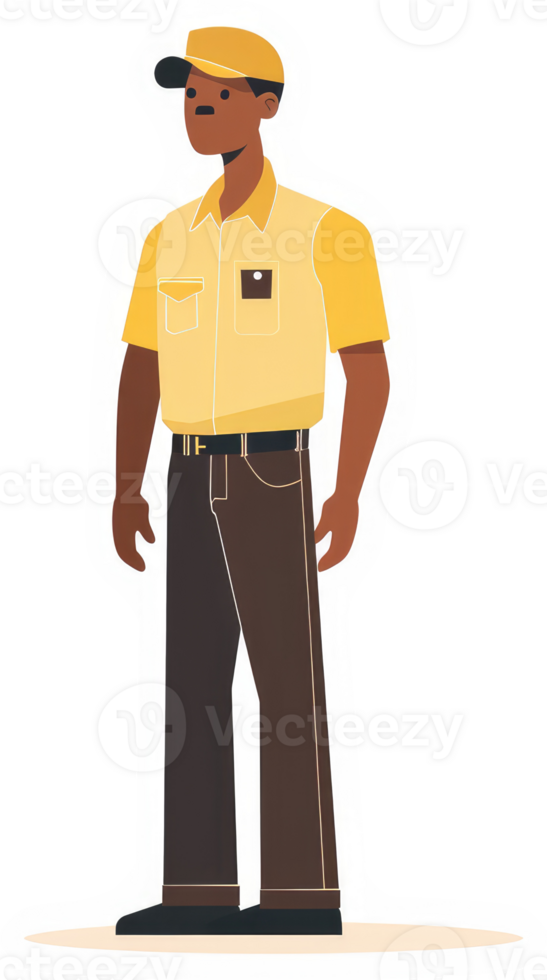 Illustration of a person in a yellow uniform. png