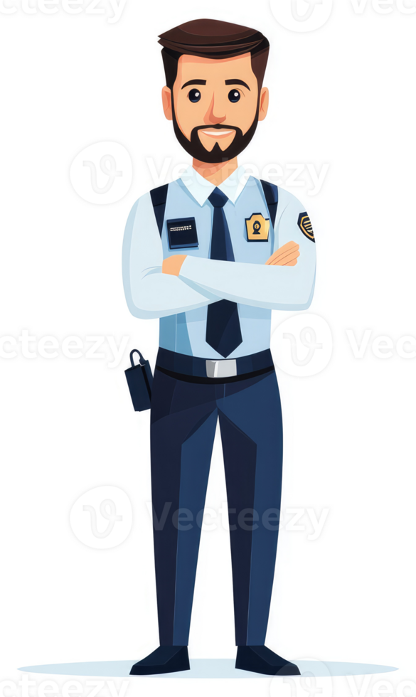 A confident security guard in a professional uniform. png