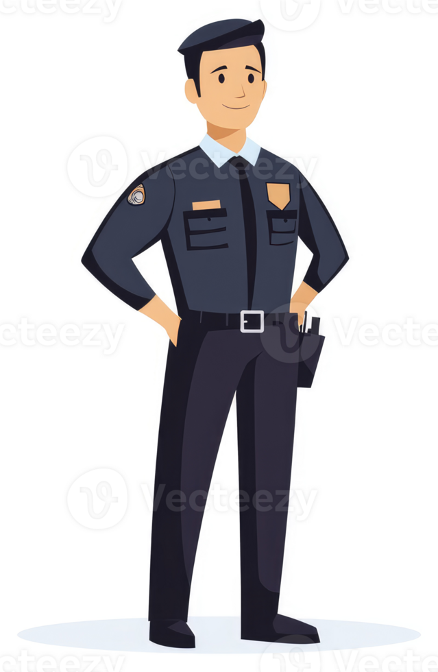 A security guard in a dark blue uniform. png