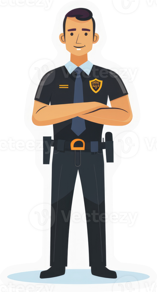 A confident security guard standing at attention. png