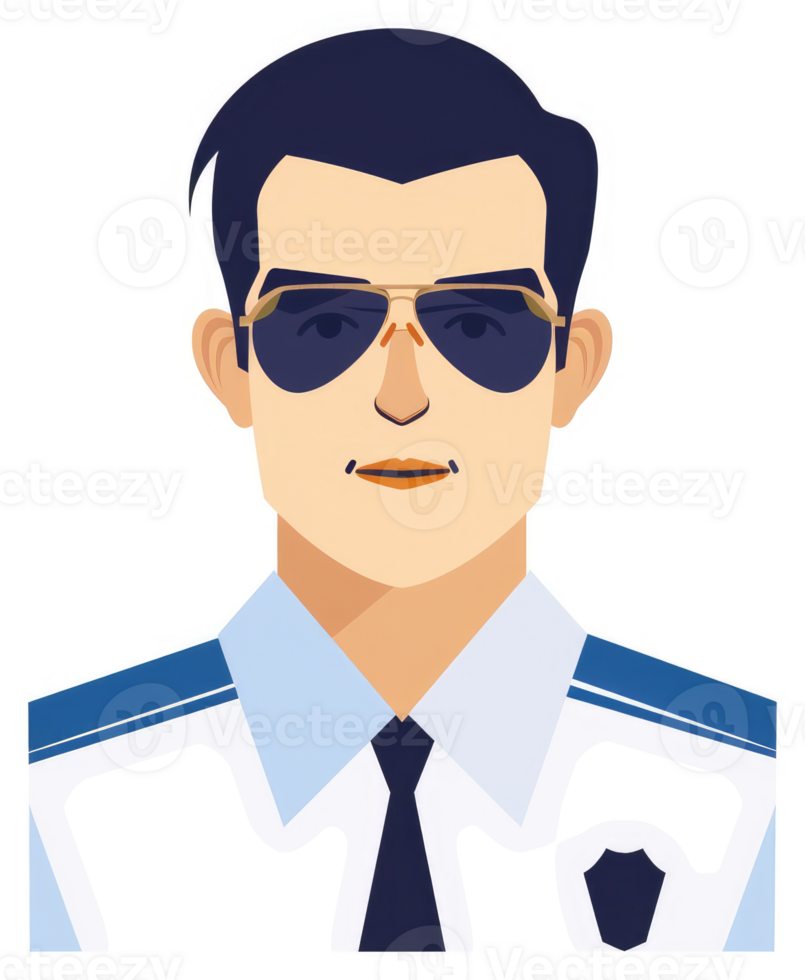 Illustration of a security guard wearing sunglasses and a uniform. png
