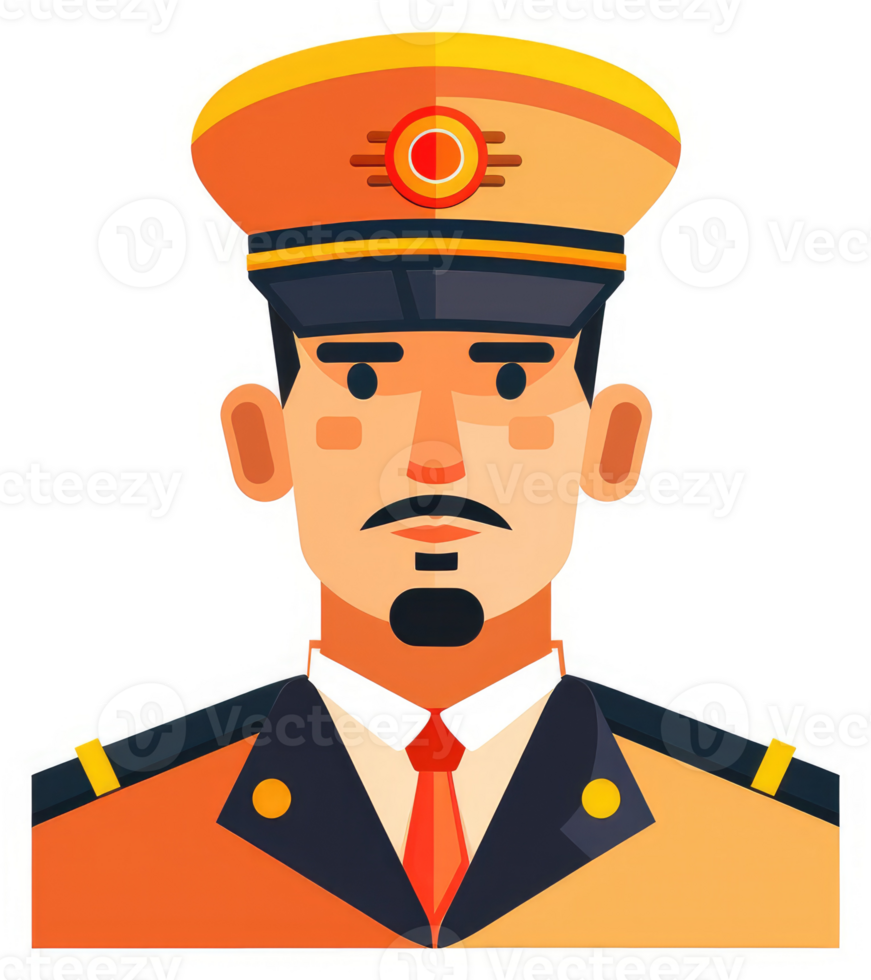Illustration of a stern-faced military officer in uniform. png