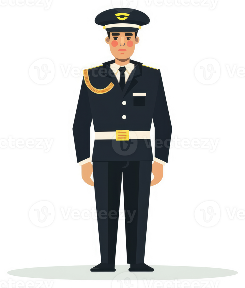 A man in a formal military uniform stands at attention. png