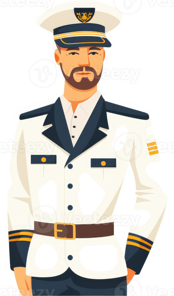 A man in a crisp white naval officer's uniform. png