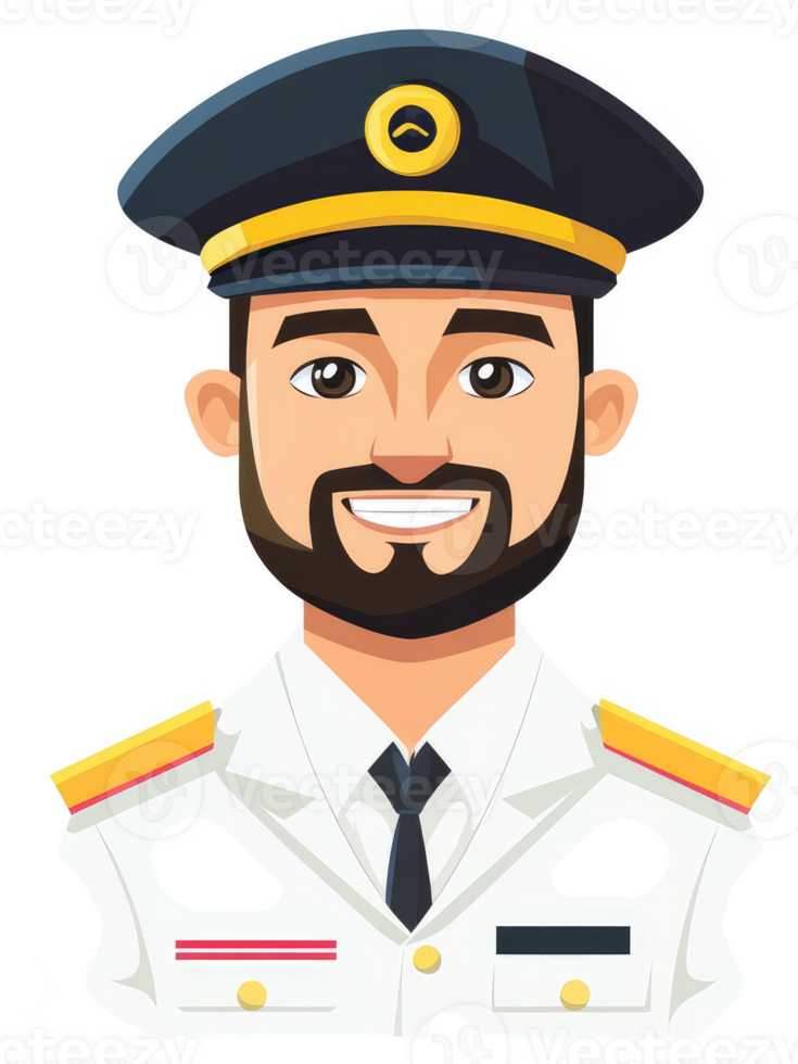 A smiling man in a military uniform, wearing a navy cap. png