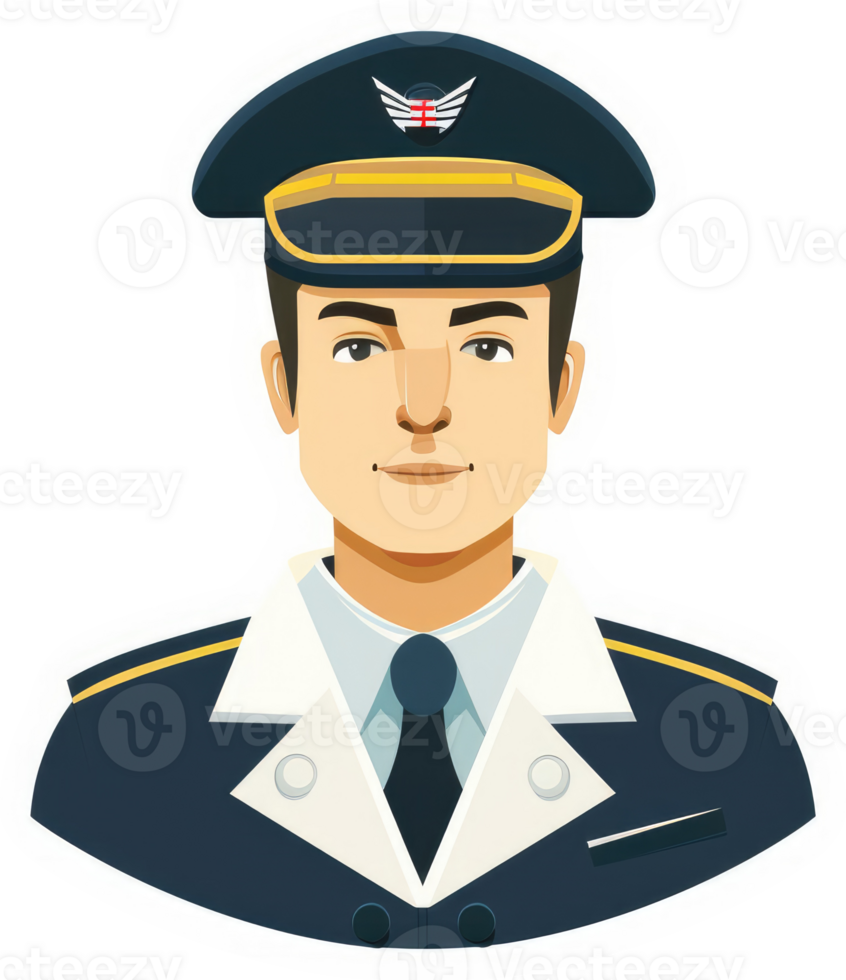 A military pilot in uniform, displaying authority and professionalism. png