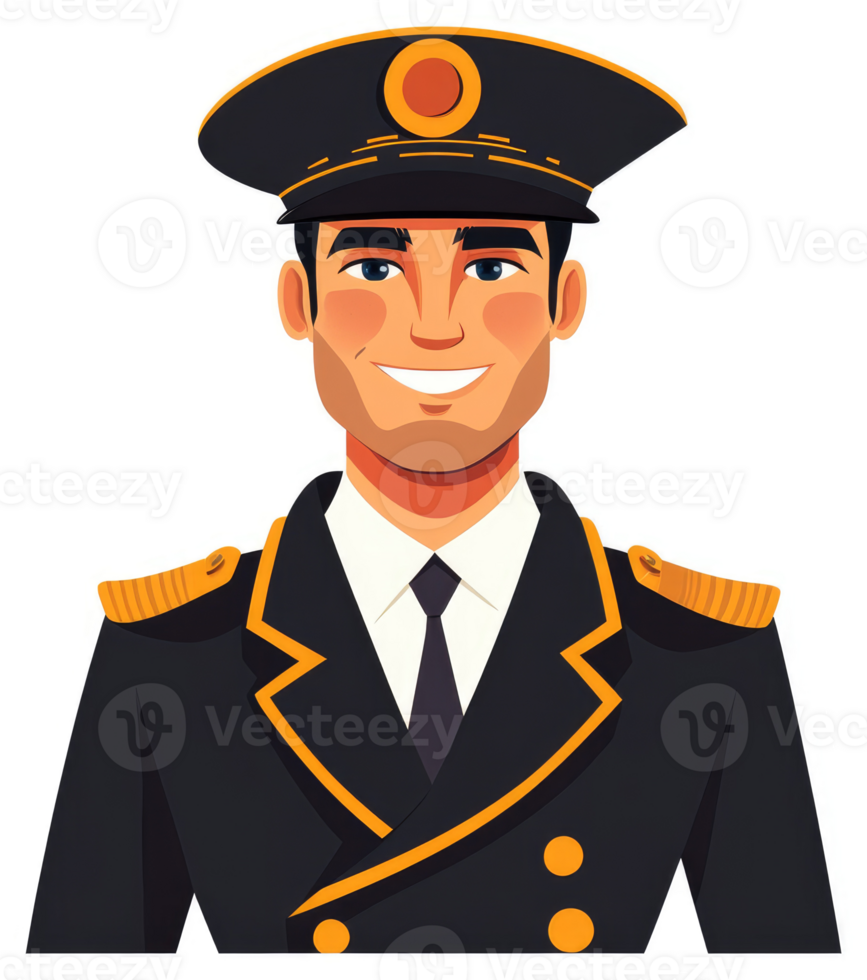 A smiling military officer in a formal navy uniform. png