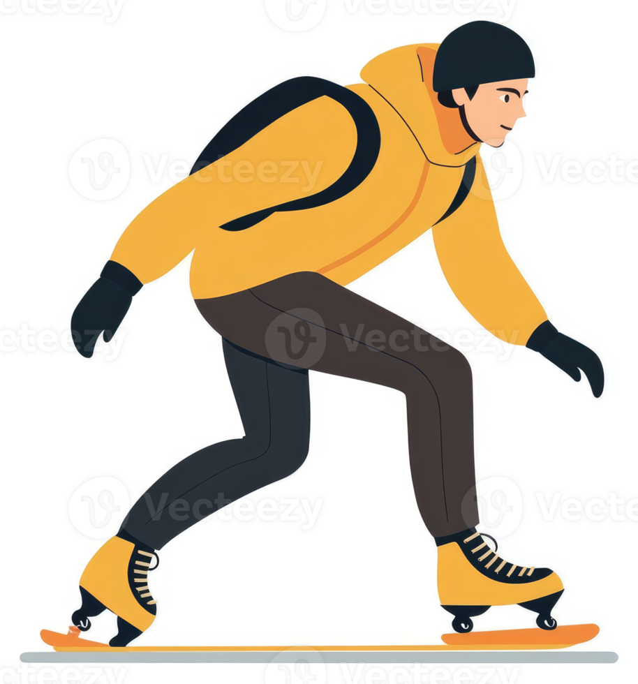 A person in winter attire glides along a snow-covered surface on a winter sports board. png
