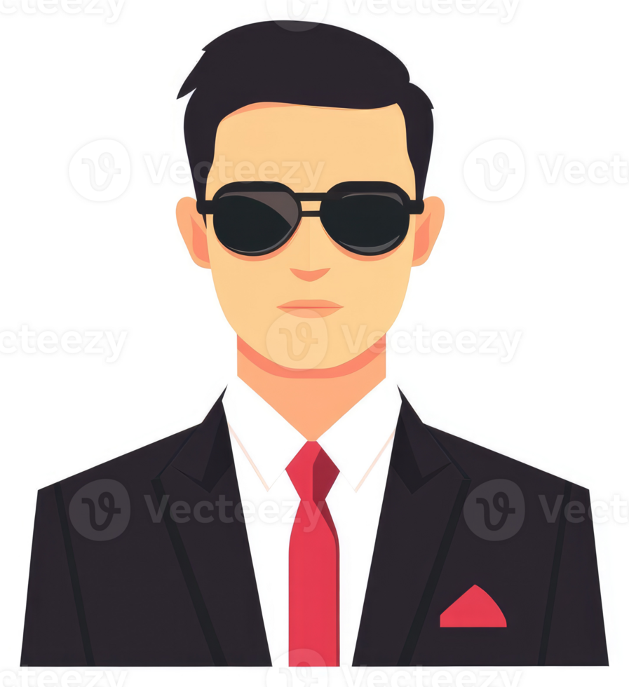 A stylish man in a suit and sunglasses. png