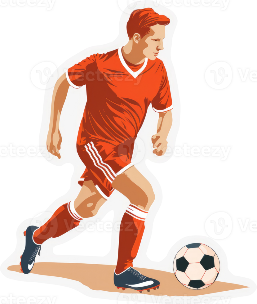 A soccer player in motion with a ball. png