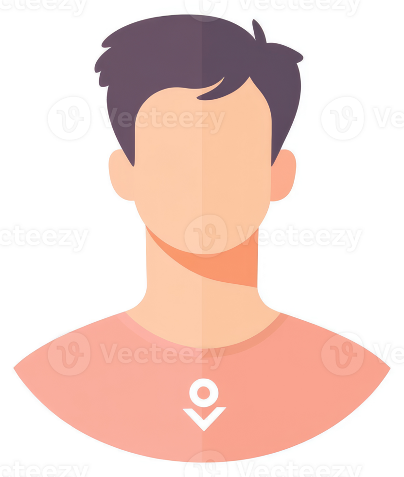 A stylized illustration of a person's head and torso. png