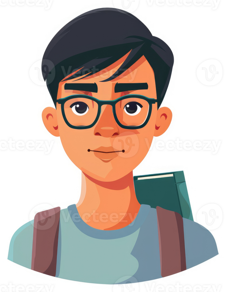 Illustration of a student with eyeglasses and a backpack. png