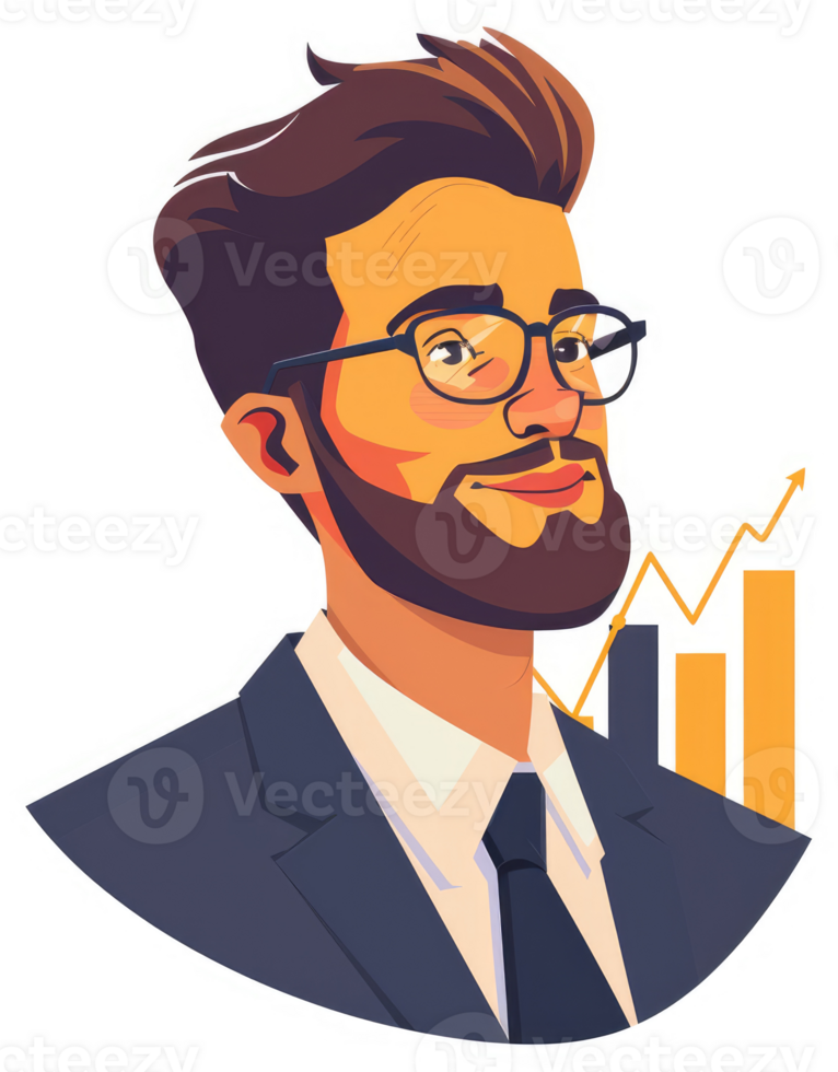 A confident businessman with a successful trajectory. png