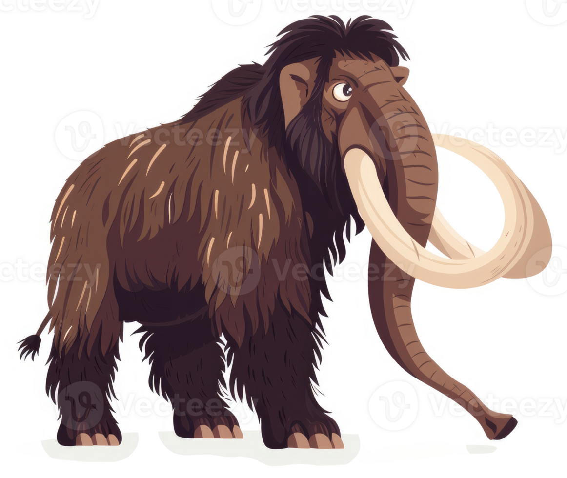 A woolly mammoth, an extinct prehistoric elephant, is depicted. png