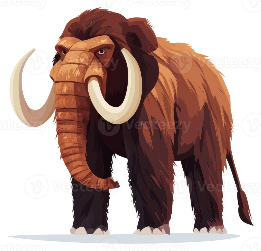 A majestic illustration of a woolly mammoth. png