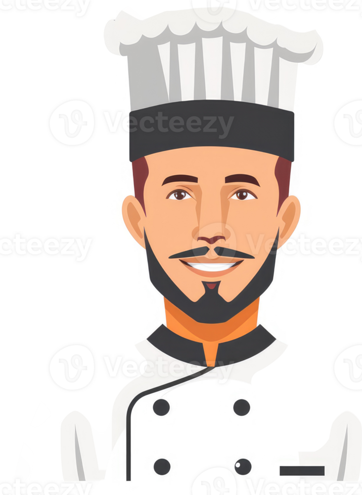A friendly chef in a classic chef's uniform. png